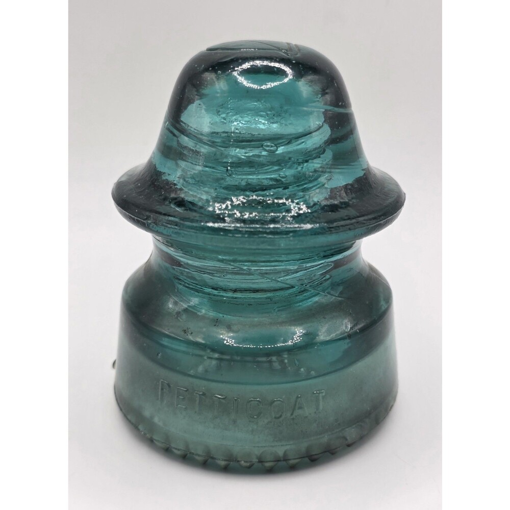 Vintage PETTICOAT HG Co Pat: May 2 1893 AquaGreen Glass Wire Insulator Telephone